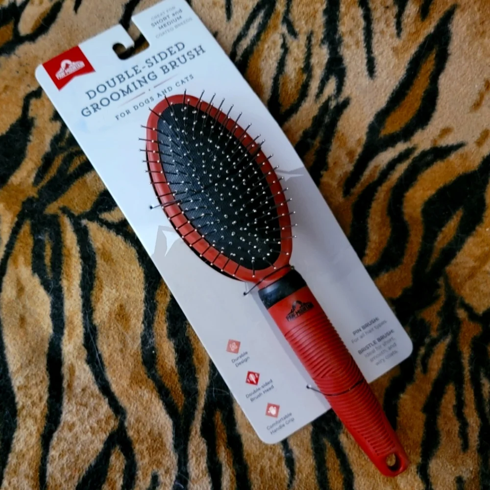 Dog Or Cat Red Double-Sided Grooming Brush